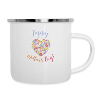 Happy Mothers Day - Emaille-Tasse - Weiß - Rechts