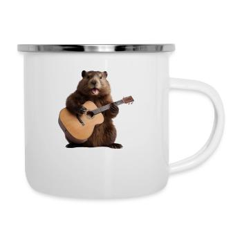 Biber Murmeltier Gitarre - Emaille-Tasse - Weiß - Rechts