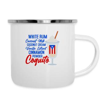 Coquito Recipe Rum Drink Coconut Puerto Rican - Emaille-Tasse - Weiß - Rechts