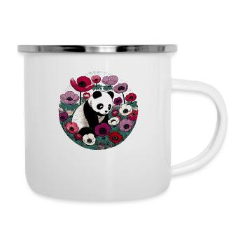 Blume Panda Bär - Emaille-Tasse - Weiß - Rechts