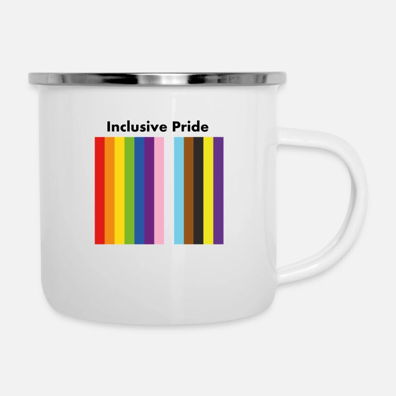 Inclusive Progress Pride Flag Stripes - Camper Mug - white