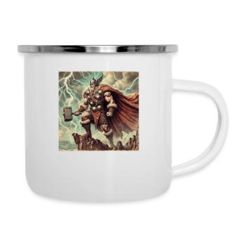Thor der Donnergott - Emaille-Tasse - Weiß - Rechts