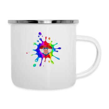 Kroatien hrvatska kroatien hrv hr zagreb geteilte Flagge - Emaille-Tasse - Weiß - Rechts