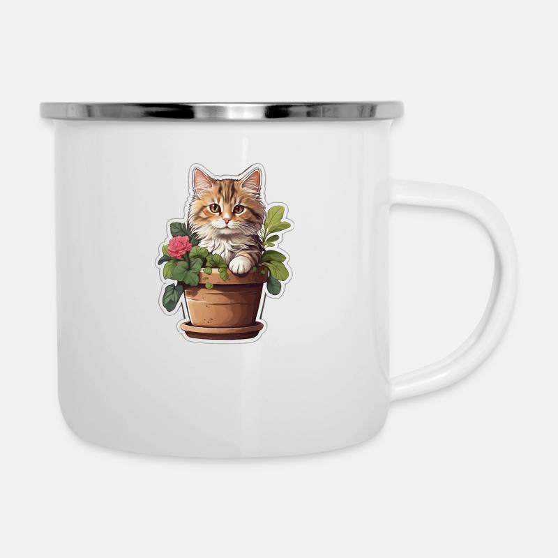 Fleur de chat mignonne - Tasse émaillée - blanc