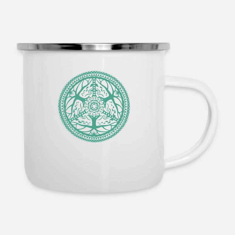 Mandala aus Luft und Holz - Emaille-Tasse - Weiß
