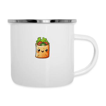 Wrap végétal souriant dans le style dessin animé - Tasse émaillée - blanc - Droite