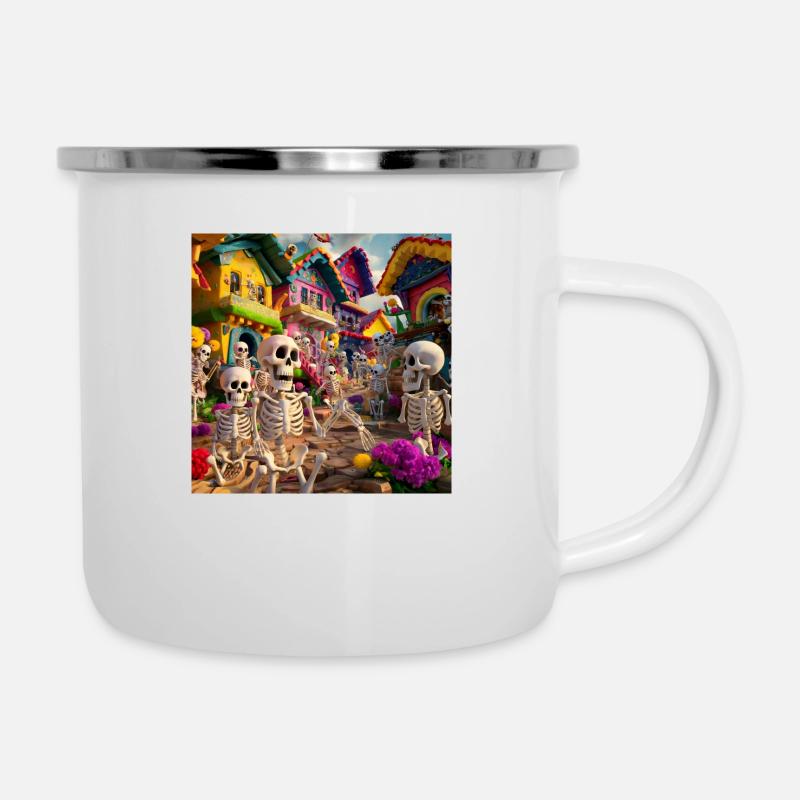 skeletons village - Camper Mug - white