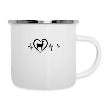Lama-Herzschlag - Emaille-Tasse - Weiß - Rechts