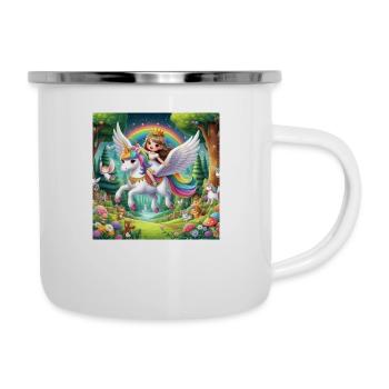 Princesse sur une Licorne volante - Tasse émaillée - blanc - Droite