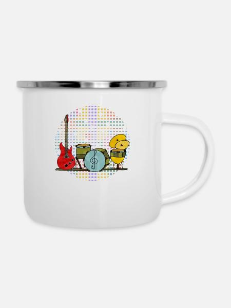 Musikinstrumente - Emaille-Tasse - Weiß