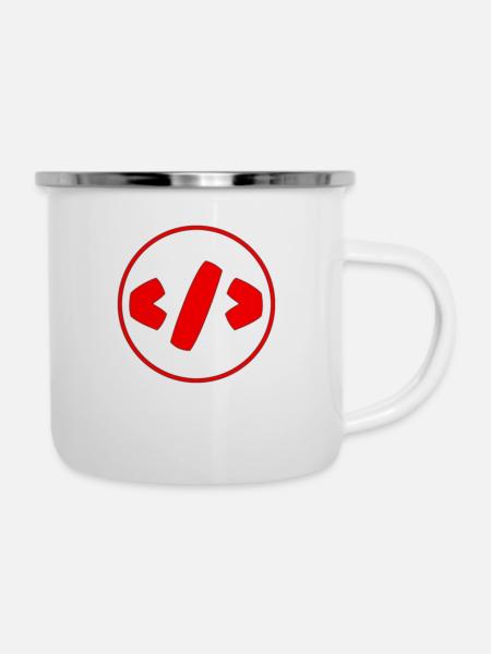 Coding Logo - Emaille-Tasse - Weiß