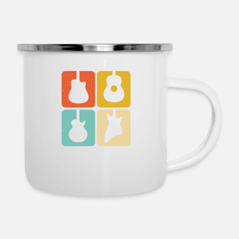 Médiator de Guitare vintage Cadeau de Guitariste - Tasse émaillée - blanc