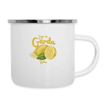 Lago di Garda - Gardasee - Italien - Souvenir - Emaille-Tasse - Weiß - Rechts