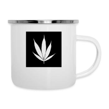 Feuille de cannabis noir classique - Tasse émaillée - blanc - Droite