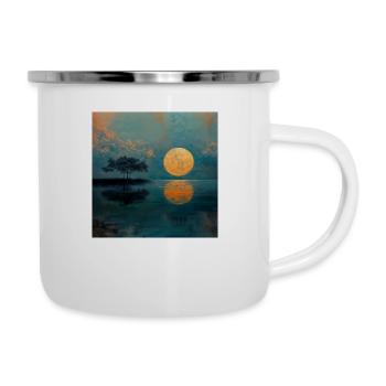 Sonnenuntergang - Emaille-Tasse - Weiß - Rechts