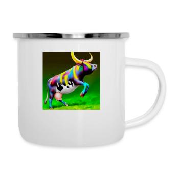 Cow of Colours No.5 , - Emaille-Tasse - Weiß - Rechts