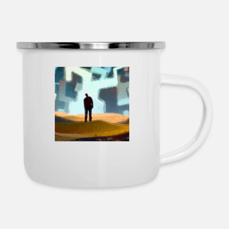 Die Suche - Emaille-Tasse - Weiß