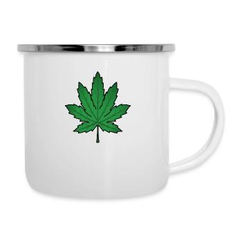 High Leaf Cannabisblatt - Emaille-Tasse - Weiß - Rechts