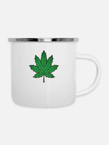 High Leaf Cannabisblatt - Emaille-Tasse - Weiß