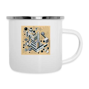 Geometrisches Muster - Emaille-Tasse - Weiß - Rechts