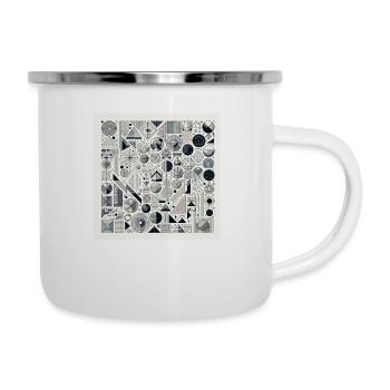 Geometrisches Muster - Emaille-Tasse - Weiß - Rechts