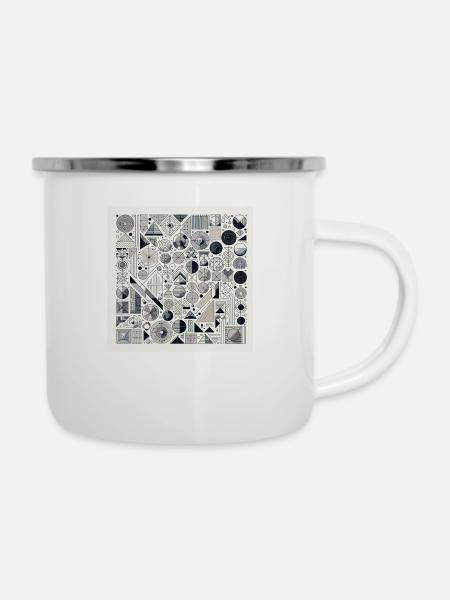 Geometrisches Muster - Emaille-Tasse - Weiß