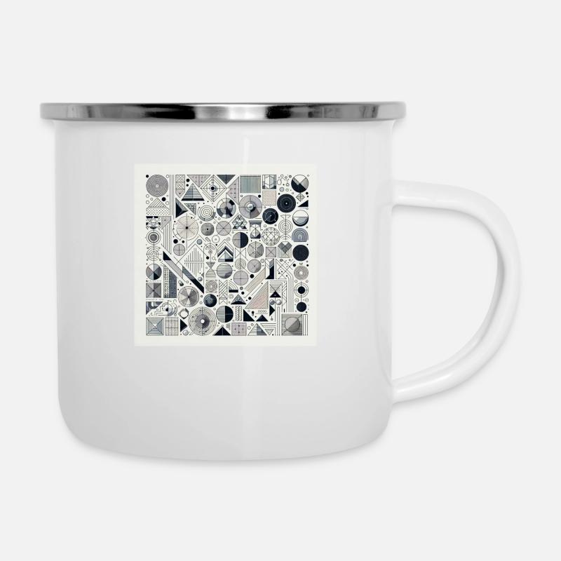 Geometrisches Muster - Emaille-Tasse - Weiß