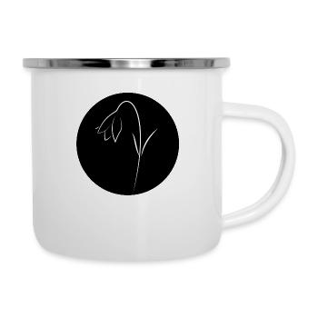 Design "Silent Grace" - Emaille-Tasse - Weiß - Rechts