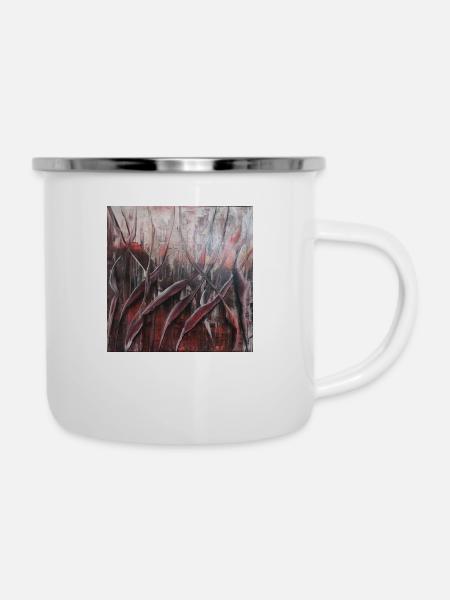 Flammen - Emaille-Tasse - Weiß