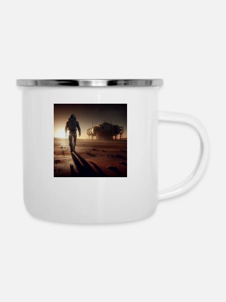 Einsamer Astronaut - Emaille-Tasse - Weiß