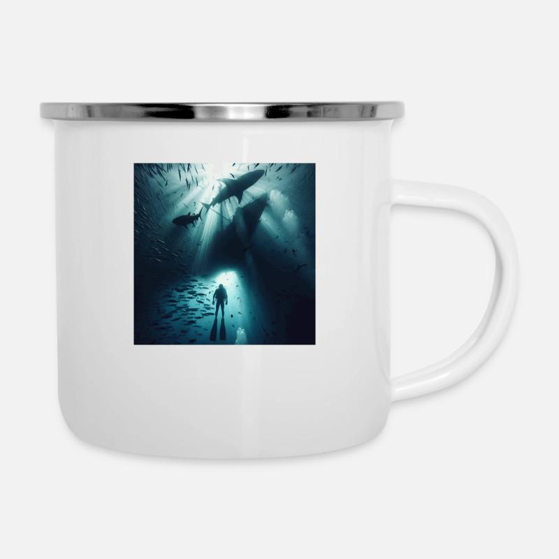 Ein einsamer Taucher - Emaille-Tasse - Weiß