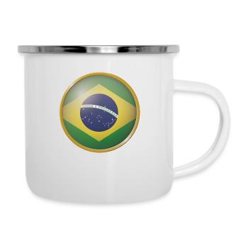 Brasilien Emblem - Emaille-Tasse - Weiß - Rechts