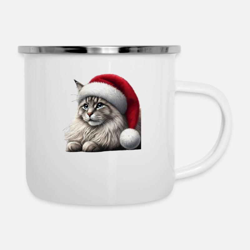 Christmas Cat - Camper Mug - white