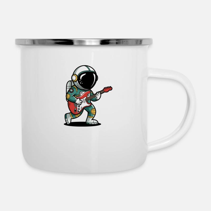 Spaceman jouant des guitares - Tasse émaillée - blanc