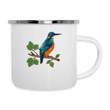 Bunter Vogel - Emaille-Tasse - Weiß - Rechts