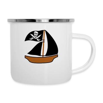 peint bateau pirate enfants motif dessin cool - Tasse émaillée - blanc - Droite