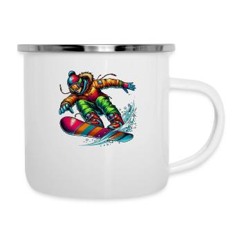 snowboarder - Emaille-Tasse - Weiß - Rechts