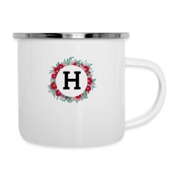 Buchstabe h Blumenkrone - Emaille-Tasse - Weiß - Rechts