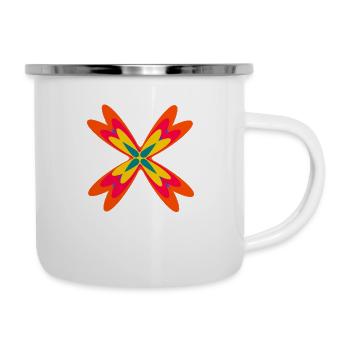 Abstrakte aus drei verschiedenen Mustern - Emaille-Tasse - Weiß - Rechts