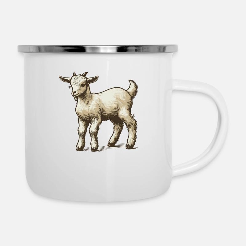 Zicklein - Emaille-Tasse - Weiß