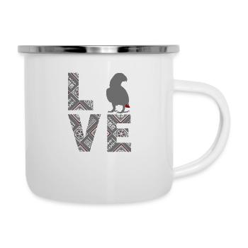 Afrikanischer Graupapagei - Emaille-Tasse - Weiß - Rechts