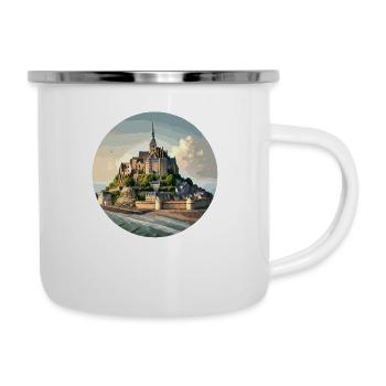 Mont Saint Michel, Normandie - Emaille-Tasse - Weiß - Rechts