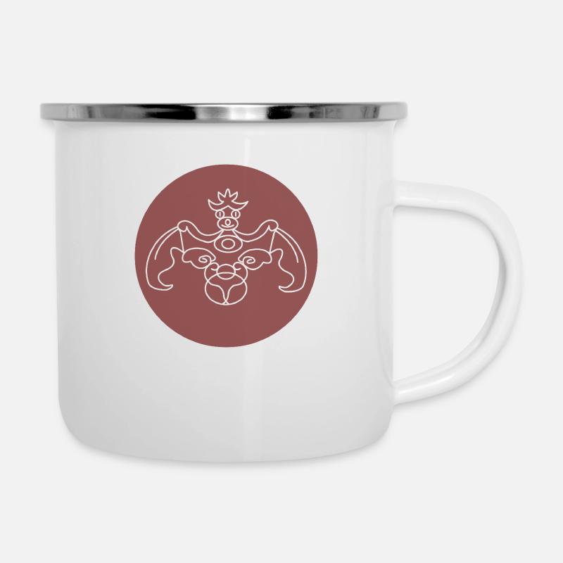 stylized dragon on red-brown background - Camper Mug - white