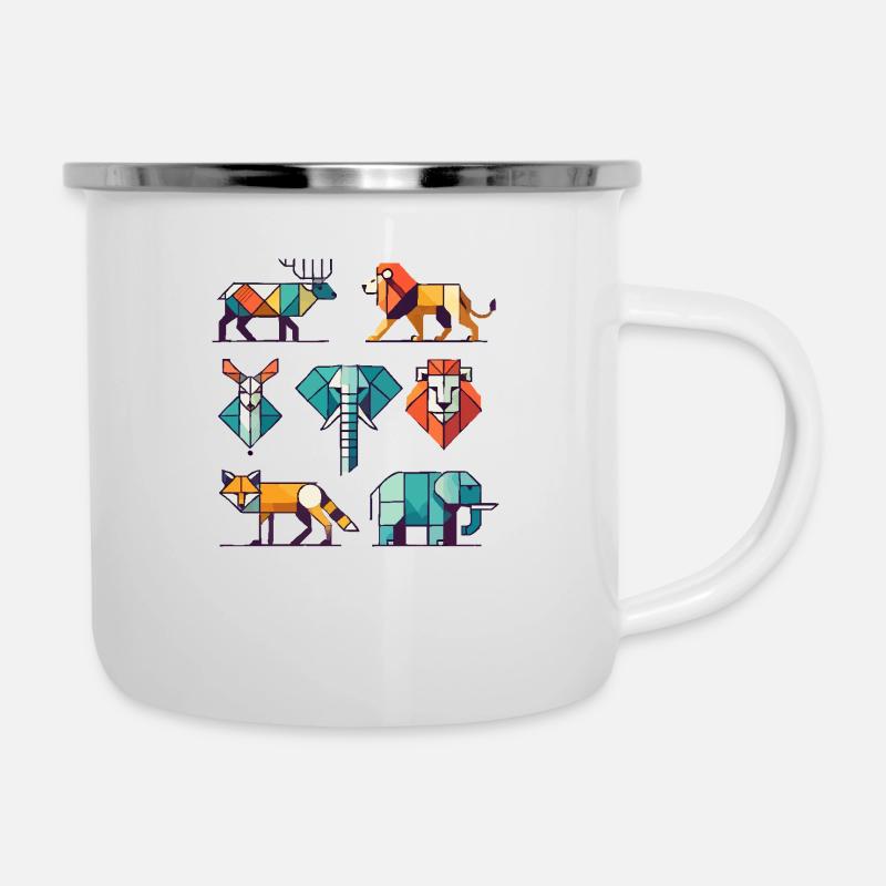 Animaux géométriques - Tasse émaillée - blanc