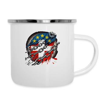 Schweiz gefangene der EU - Emaille-Tasse - Weiß - Rechts