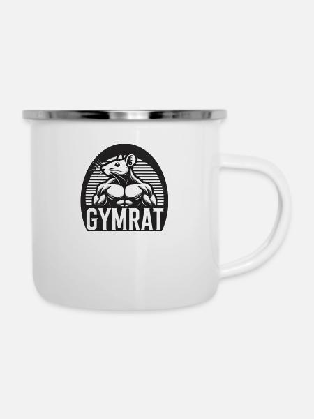 GymRat-Logo - Emaille-Tasse - Weiß