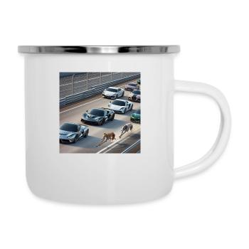 Windhund-Rennen - Emaille-Tasse - Weiß - Rechts
