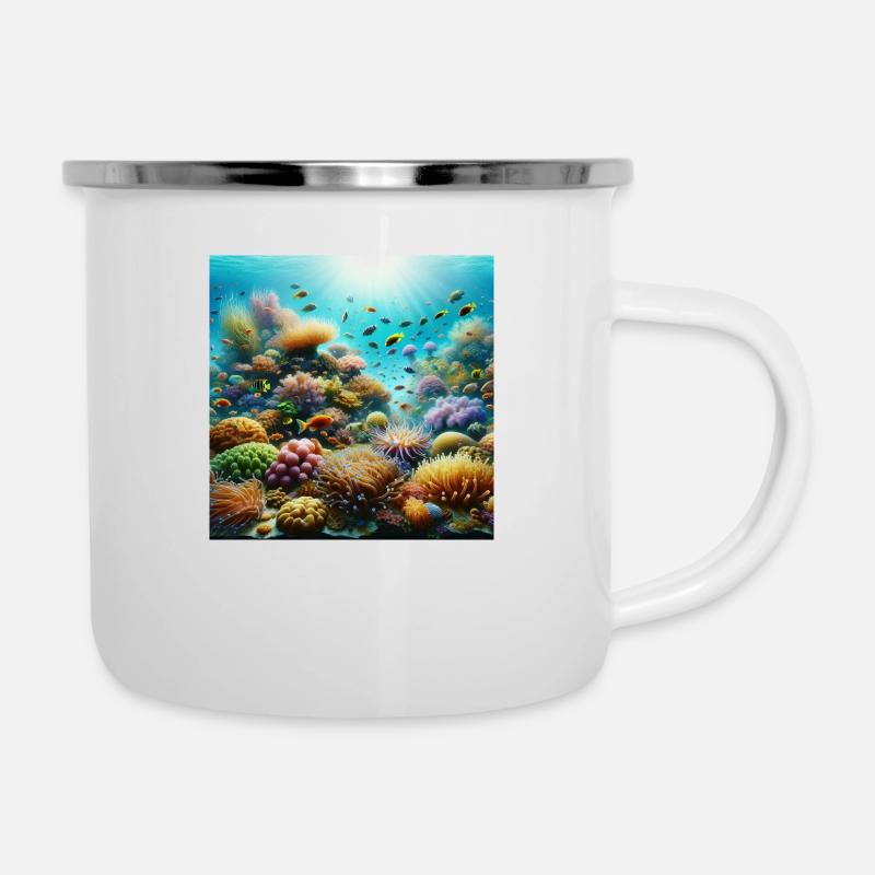 Korallenriff - Emaille-Tasse - Weiß