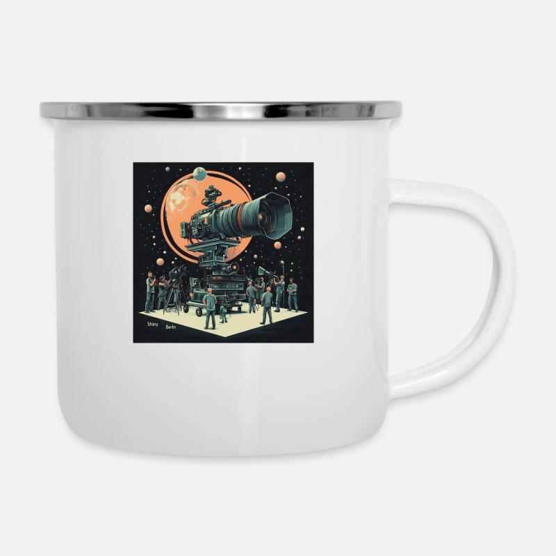 Camera stars - Emaille-Tasse - Weiß