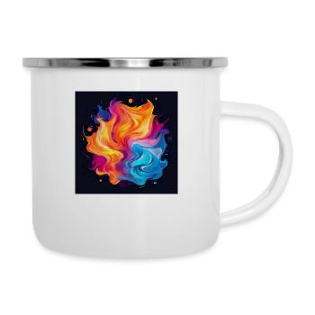 Bunter Wirbel - Emaille-Tasse - Weiß - Rechts